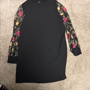 Black Dress with Floral Sleeves